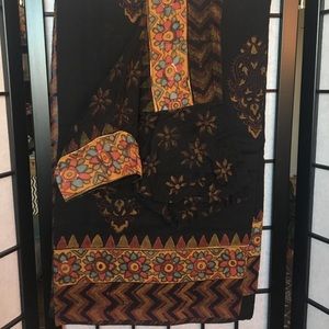 Black cotton saree with blouse